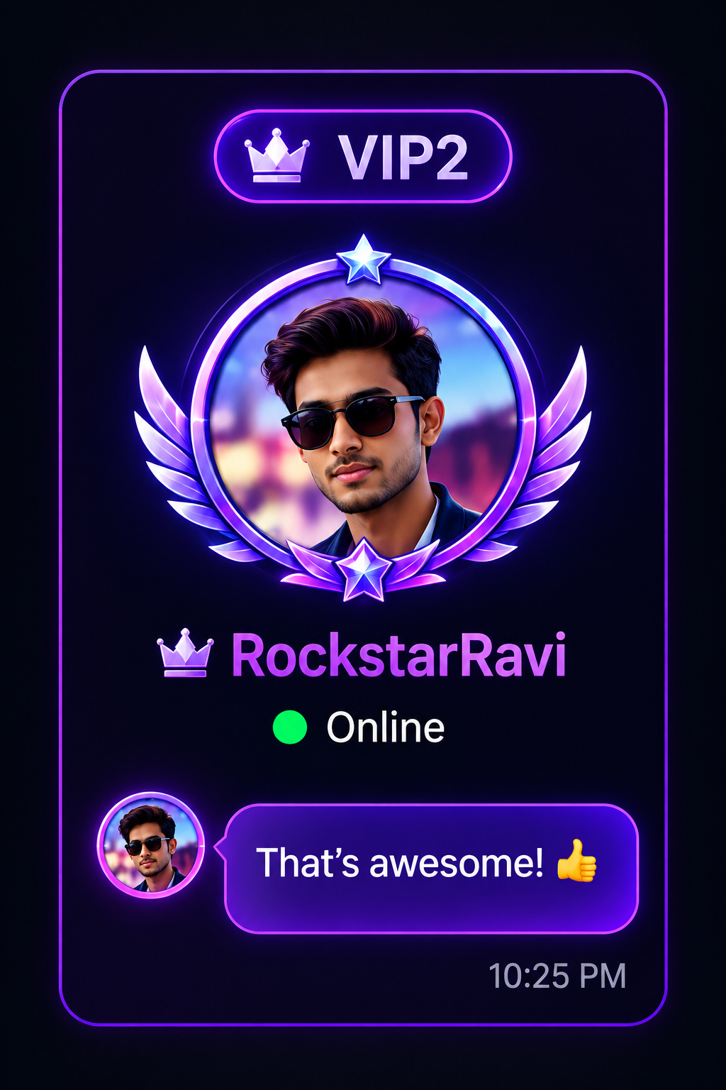 VIP 2 profile ring and chat bubble design