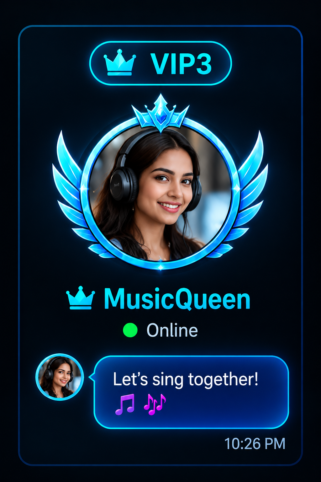 VIP 3 profile ring and chat bubble design