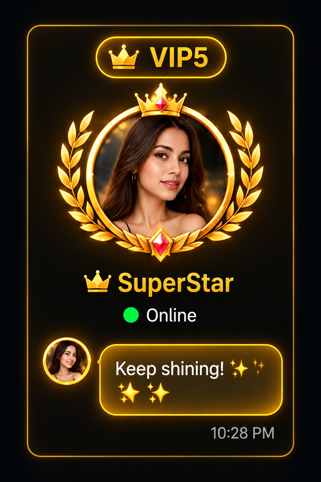 VIP 5 profile ring and chat bubble design